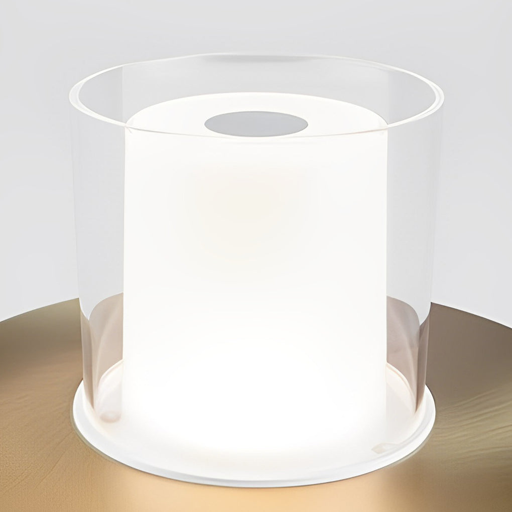 Sleek Modern Cordless Cylinder Candle Table Lamp with Elegant Dish Base