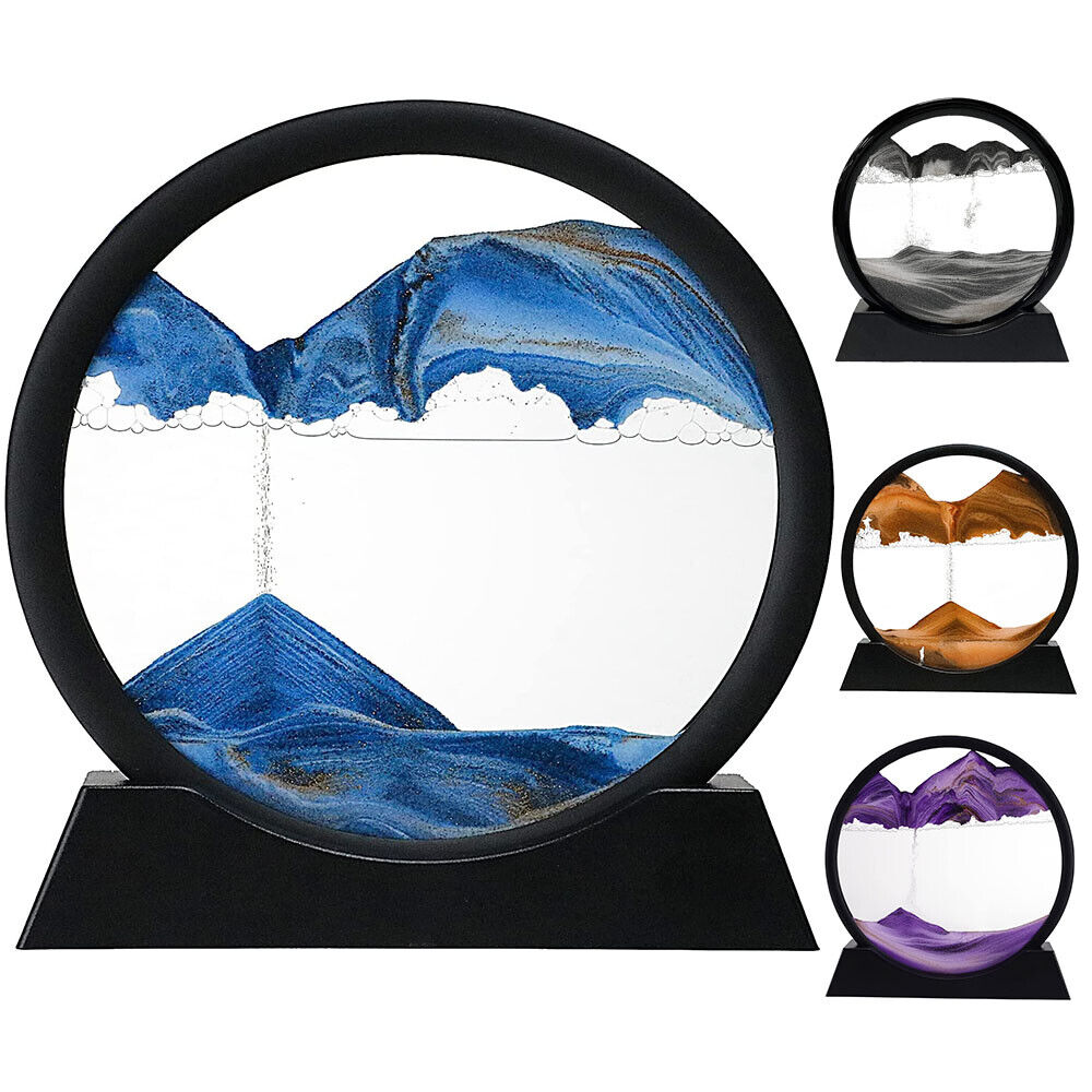 3D Sand Art Moving Sandscape Frame – Liquid Motion Desk Toy & Sand Picture for Home & Office Decor