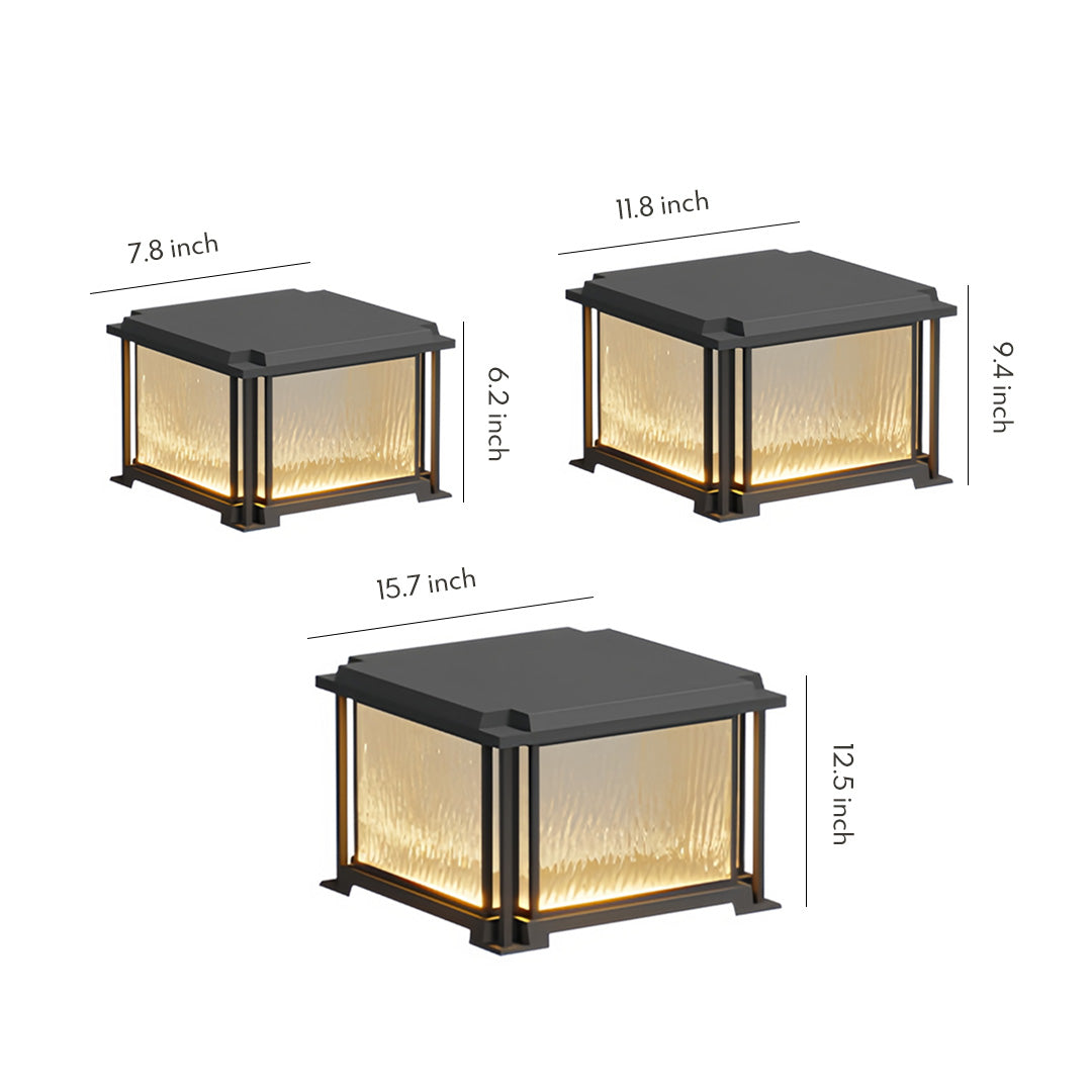 LED Gate Pillar Lights Outdoor Waterproof Black Square Light