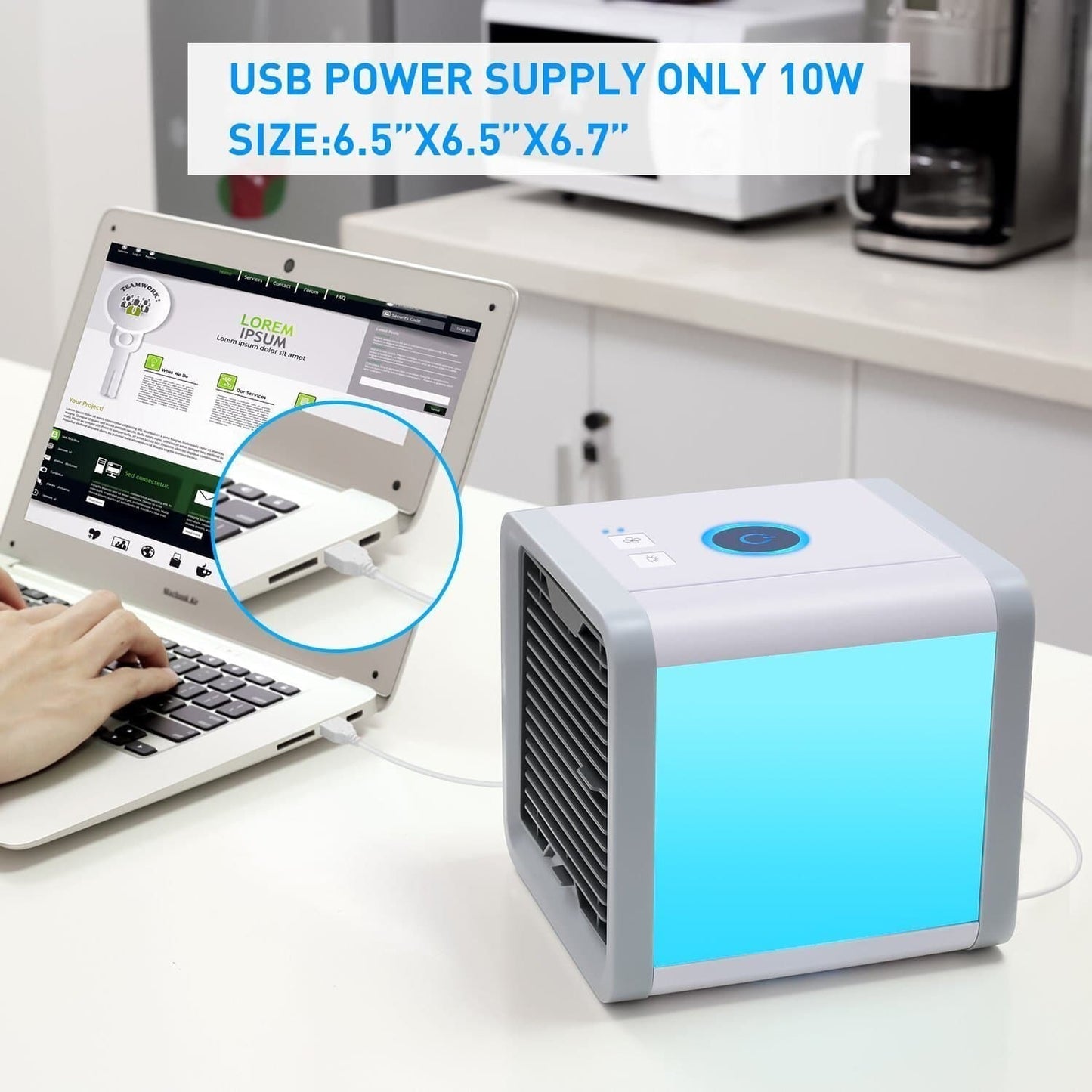 3-in-1 Portable Evaporative Cooler – Personal Air Cooler, Humidifier & Purifier