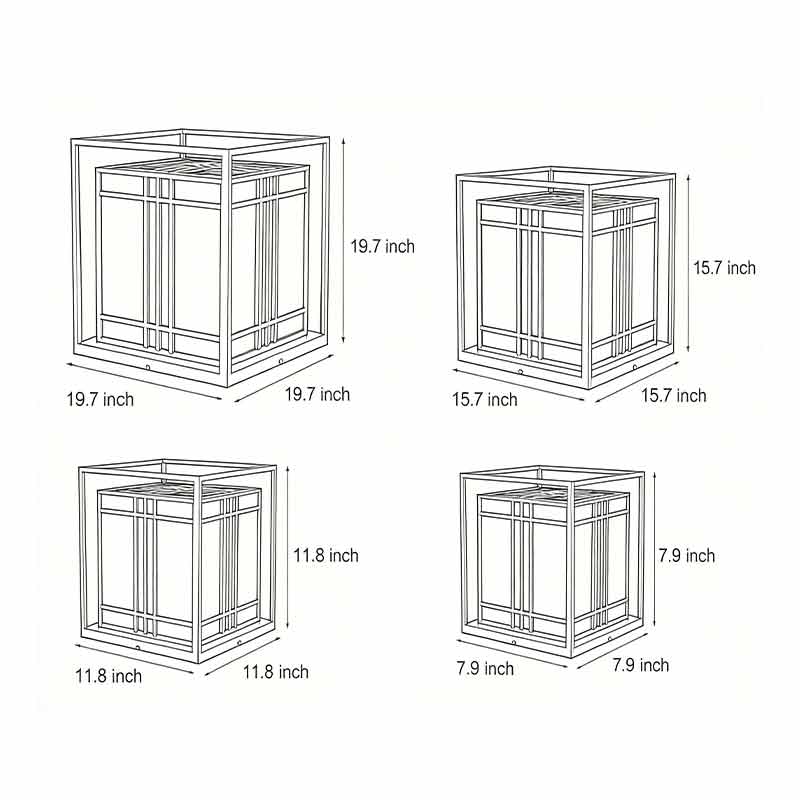 Caged Pillar Lights Vintage Square Waterproof LED Light