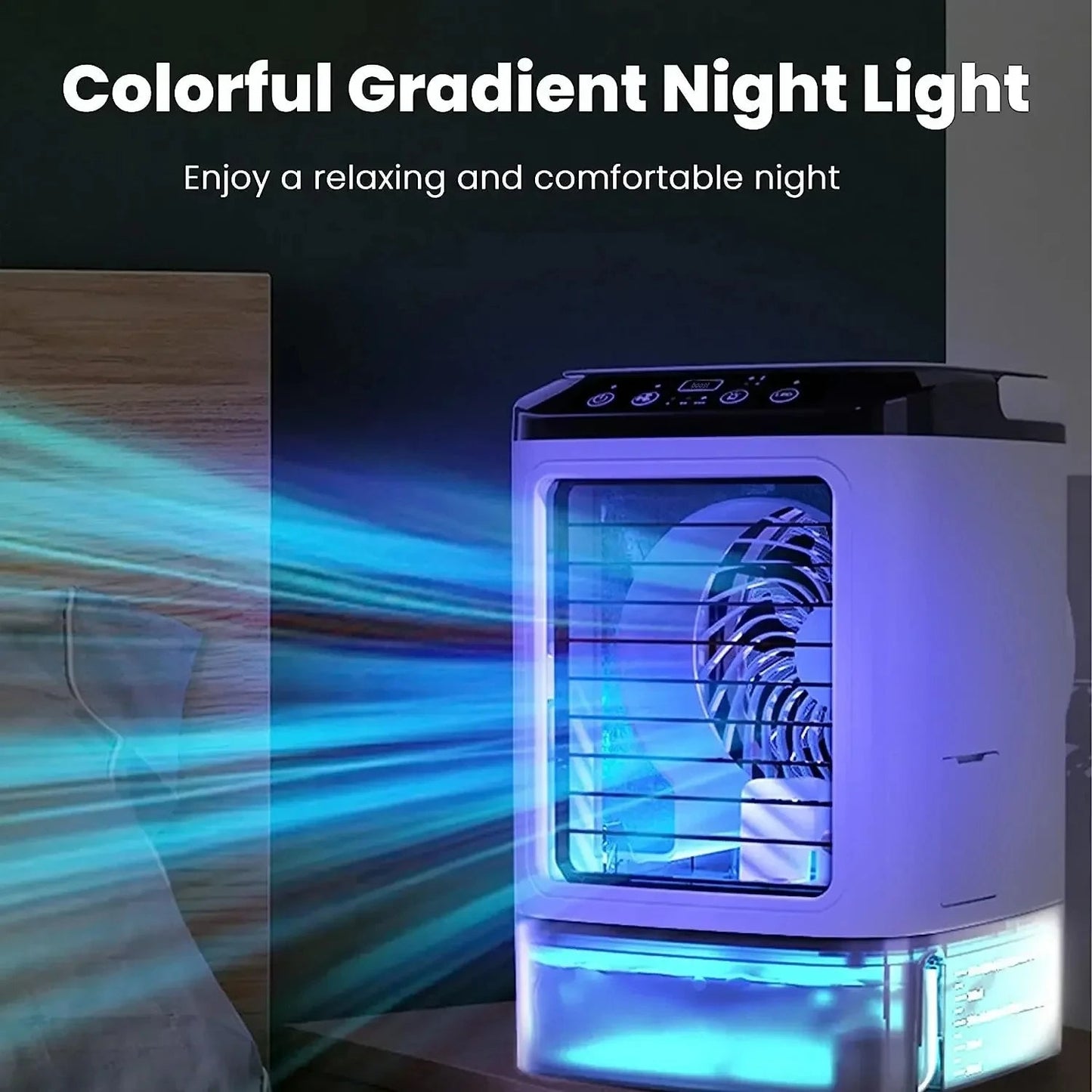 Portable Evaporative Air Cooler with Ultrasonic Mist – 3-Speed Personal Mini Cooling Fan for Room & Desk
