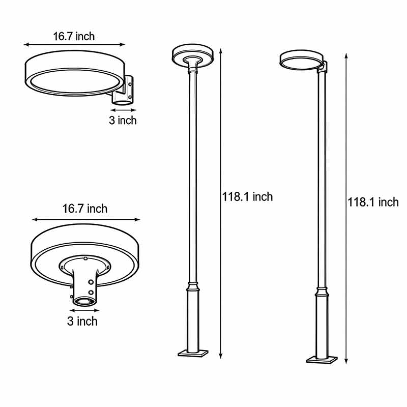 LED Pole Light Waterproof Smart Remote Control LED Solar Light
