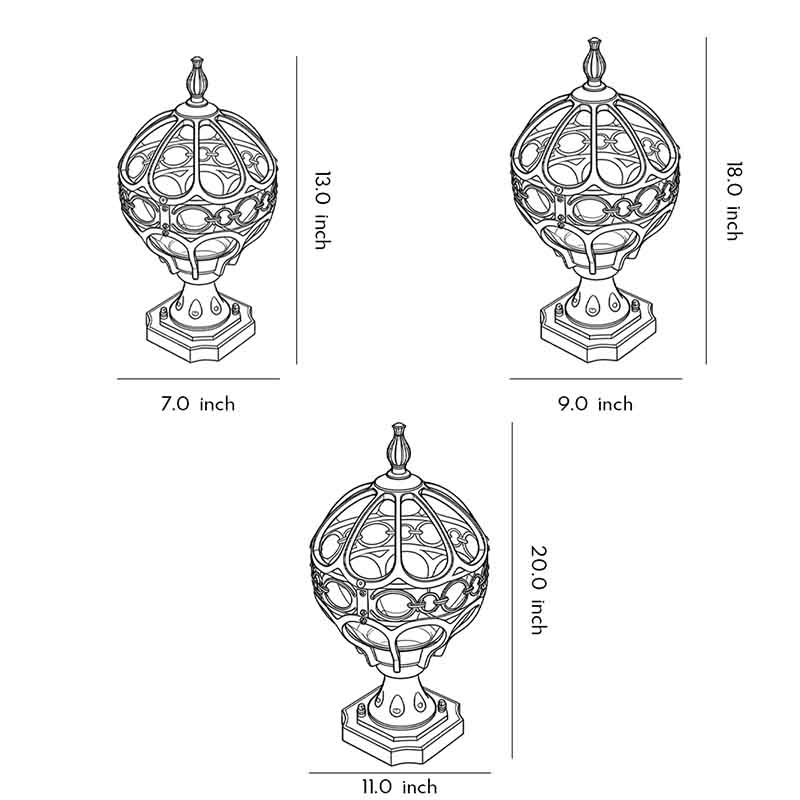 Outdoor Globe Pillar Lights European Die-Cast Aluminum Light