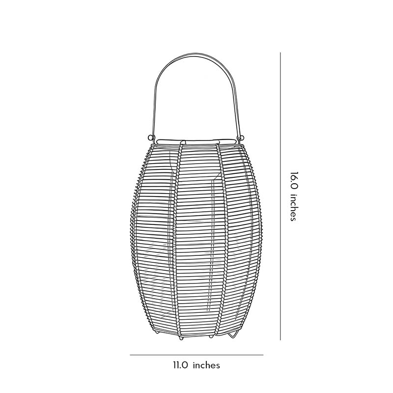 Rattan Floor Lantern LED Waterproof Portable Modern Outdoor Light