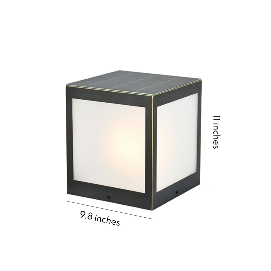 Solar Outdoor Pillar Lights Copper Glass Square Light