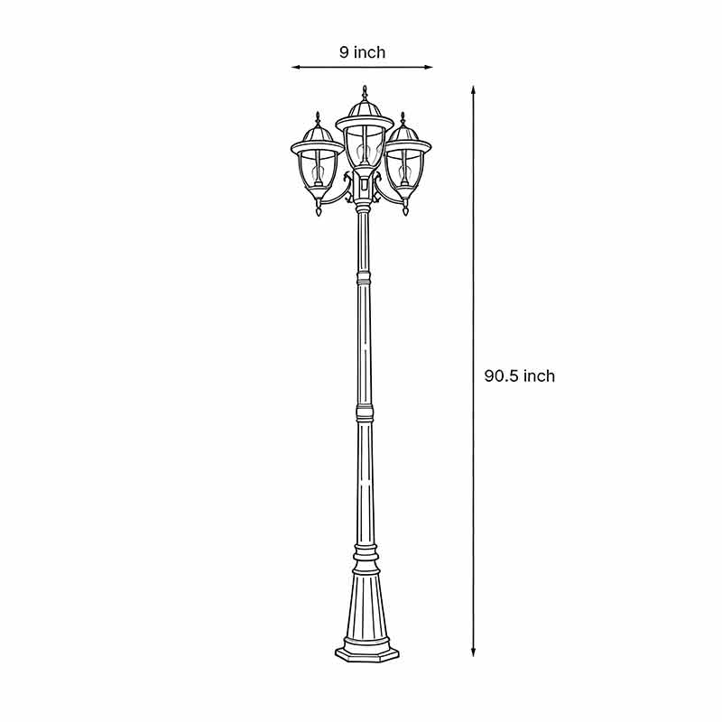 Three-Head Street Lamp Post Lights Waterproof Aluminum European-Style
