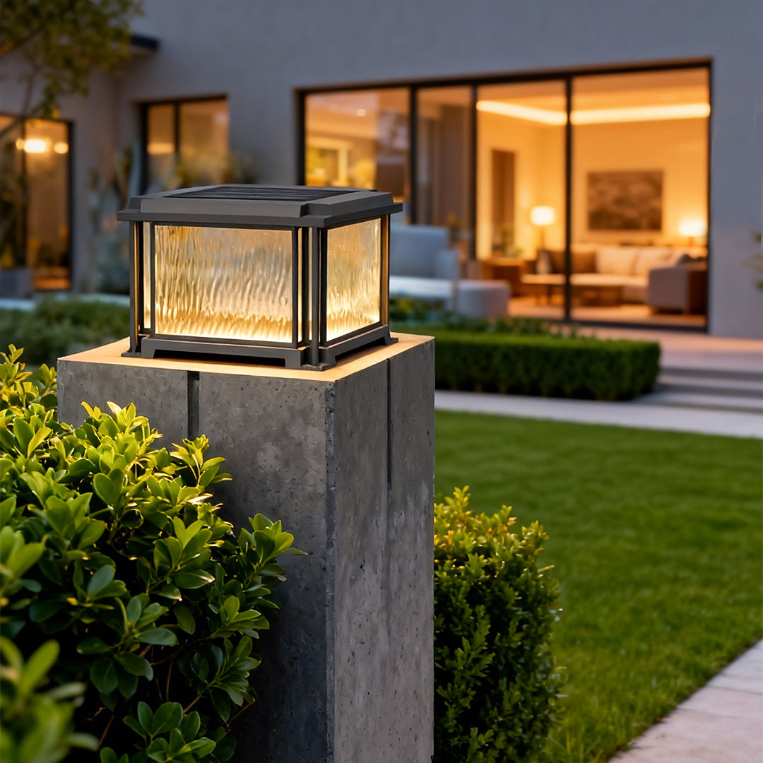 LED Gate Pillar Lights Outdoor Waterproof Black Square Light