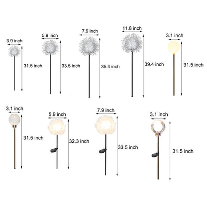10-Piece Solar Dandelion Pathway Lights LED Outdoor Garden Lighting Set