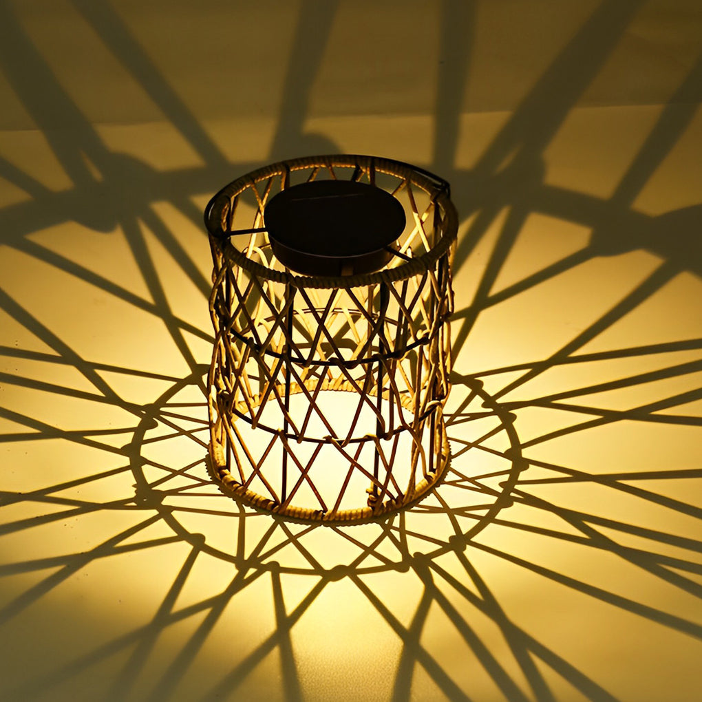 Rattan Solar Garden Lantern Light – Waterproof Wicker LED Outdoor Lamp for Patio, Yard & Pathway