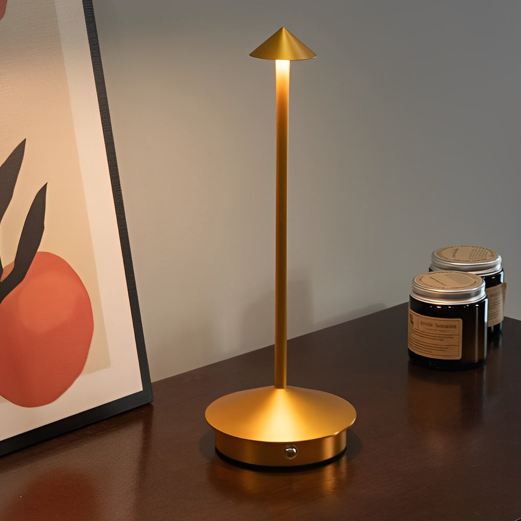 Mushroom-Top Pina Table Lamp 11.41-Inch – Slim Cordless Aluminum Accent Light for Bedroom & Living Room
