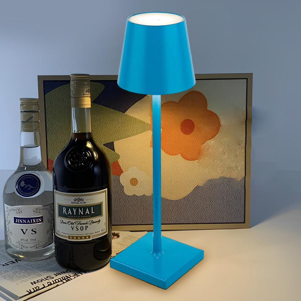 Top Hat Aluminum Touch Table Lamp – Rechargeable Battery-Operated Cordless Accent Light in 6 Finishes