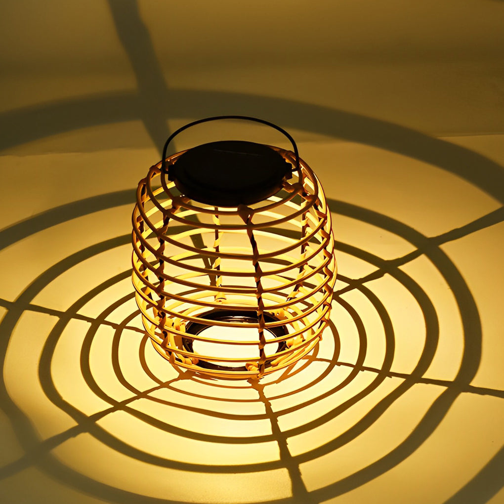Rattan Solar Garden Lantern Light – Waterproof Wicker LED Outdoor Lamp for Patio, Yard & Pathway