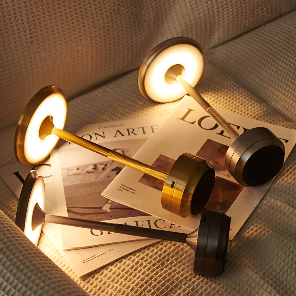 UFO Alien Table Lamp – Sleek Metal-Plated Cordless LED Accent Light for Bedroom & Living Room