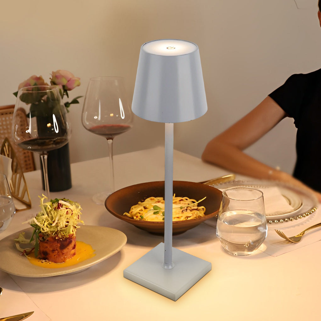 Top Hat Aluminum Touch Table Lamp – Rechargeable Battery-Operated Cordless Accent Light in 6 Finishes