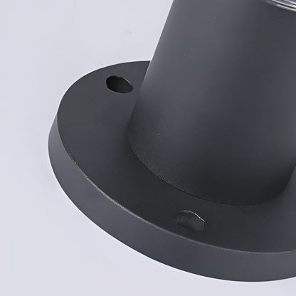 Contemporary Tapered Solar LED Pathway Light Black Cylindrical Outdoor Lighting