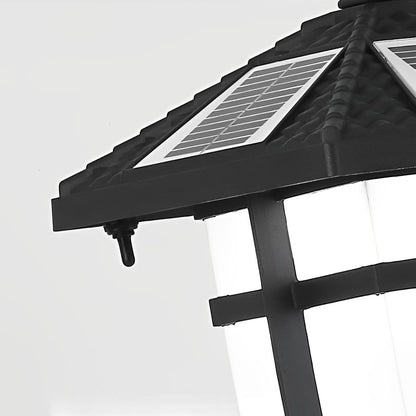 Modern Solar LED Bollard Lights with Ancient Asian Style Top Waterproof Outdoor Light
