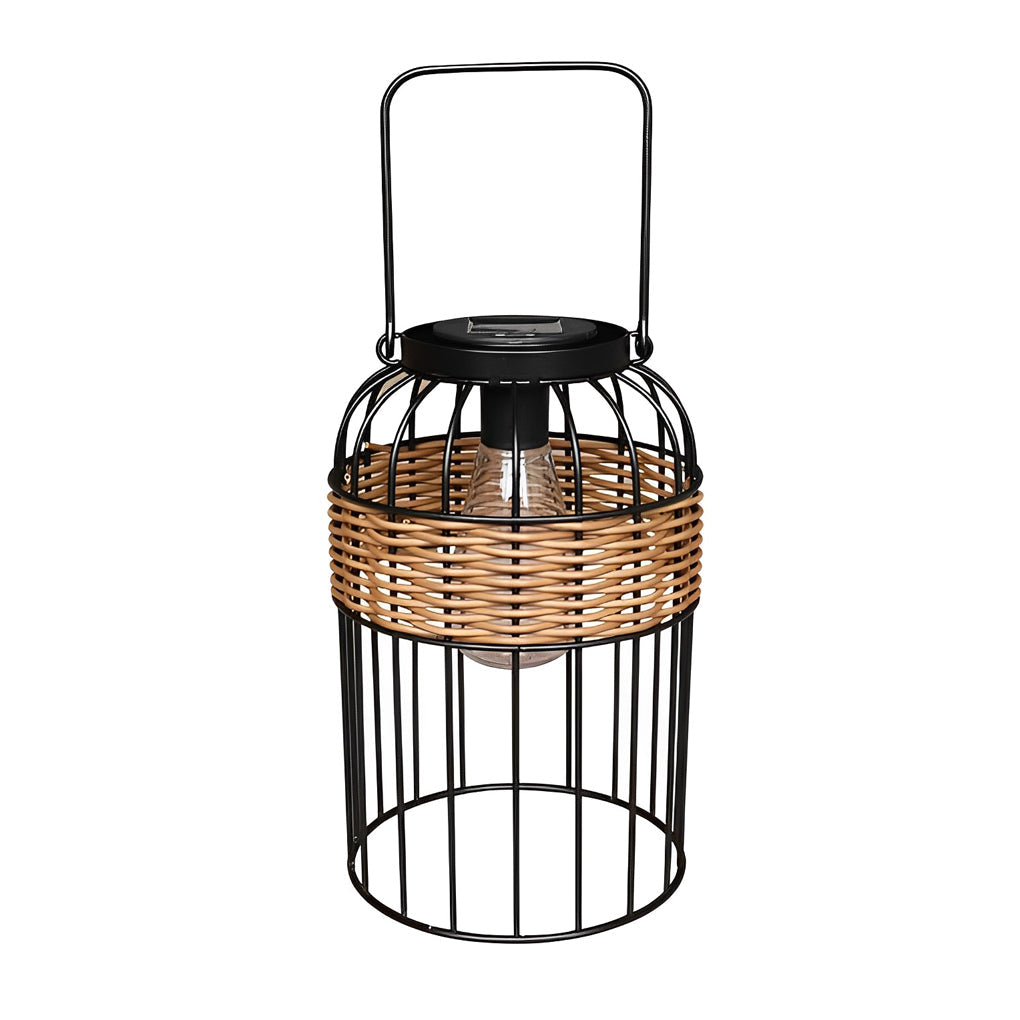 Portable Solar Rattan Lantern – Waterproof Handwoven Outdoor Garden Night Light for Patio & Courtyard