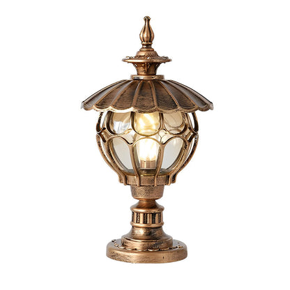Dusk to Dawn Pillar Lights European Floral Globe Glass Light
