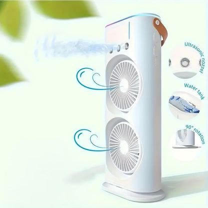 Dual Head Portable Evaporative Air Cooler – USB Mini Cooling Fan with 2 Nozzles for Desktop