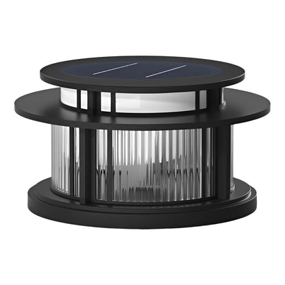 Pillar Solar Light Round Waterproof LED Black Modern Light