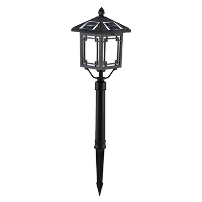 Ancient House Style Solar LED Post Light with 3-Step Dimming Durable Outdoor Lamp