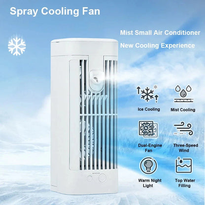 Portable Desk Fan with Water Mist Spray – USB Personal Cooling Fan for Office, Home & Bedroom