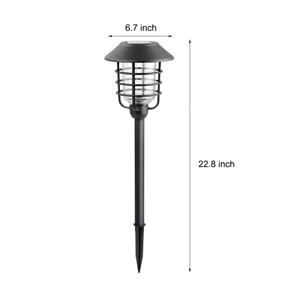 22.8-inch Solar Pathway Lights with Hat Top and Wire-Circled Lampshade