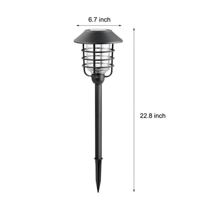 22.8-inch Solar Pathway Lights with Hat Top and Wire-Circled Lampshade