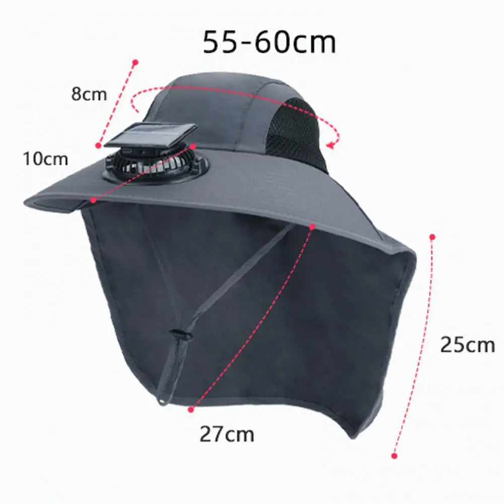 Solar Fan Hat Wide Brim with Dual Built-In Fans – UV Protection Cooling Sun Hat for Outdoor Sports