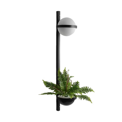 Creative Flowerpot Ball Waterproof LED Black Modern Outdoor Wall Light