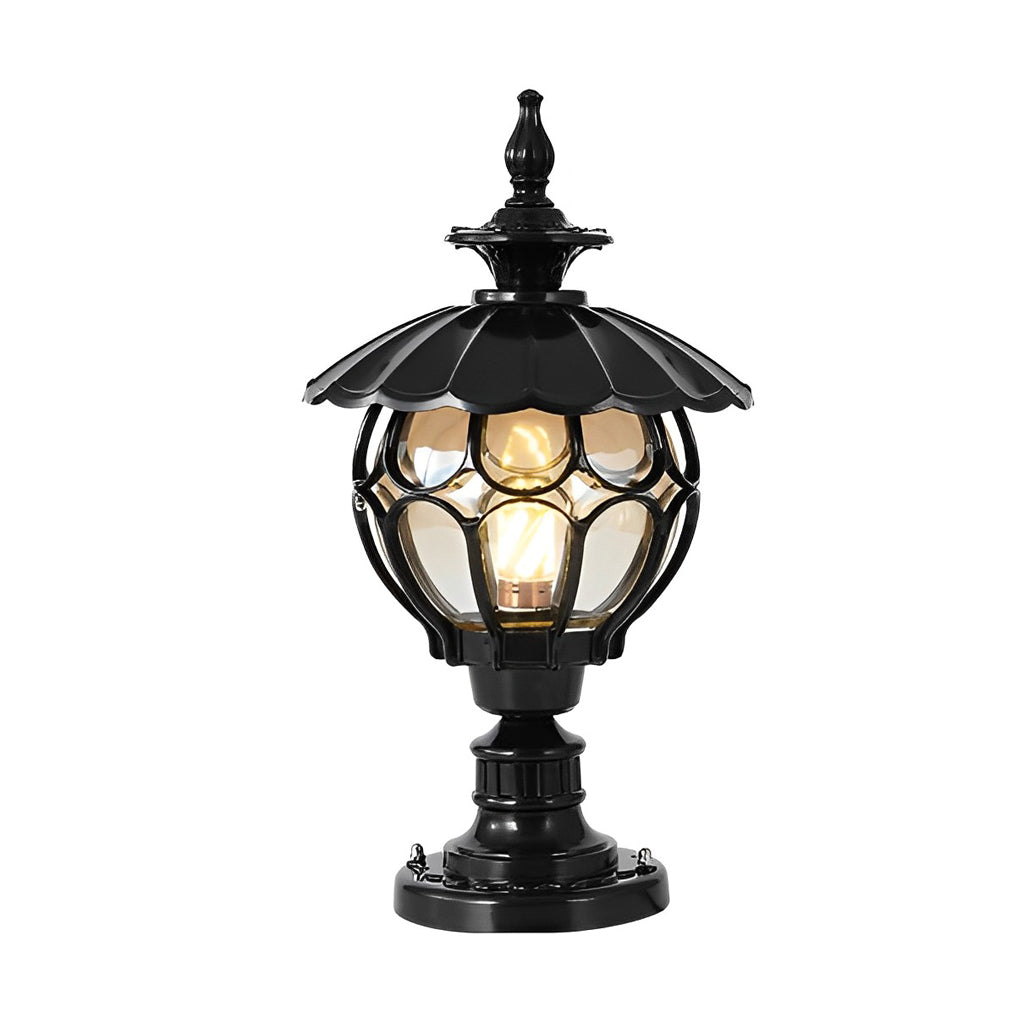 Dusk to Dawn Pillar Lights European Floral Globe Glass Light
