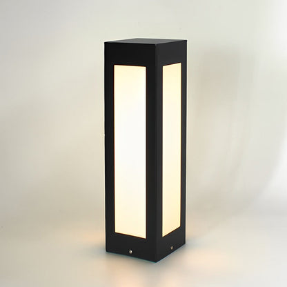 Modern Black Solar Bollard Lights Automatic, Waterproof LED Outdoor Lighting