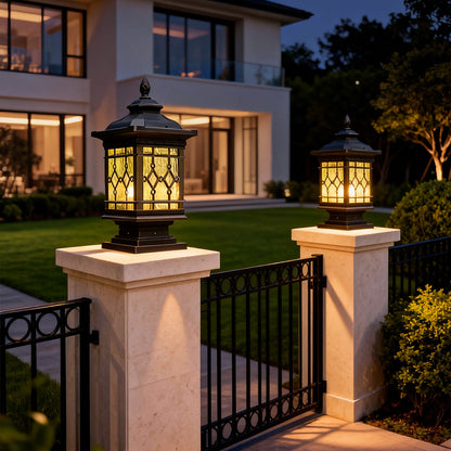 European Retro Outdoor Waterproof Metal Column Light