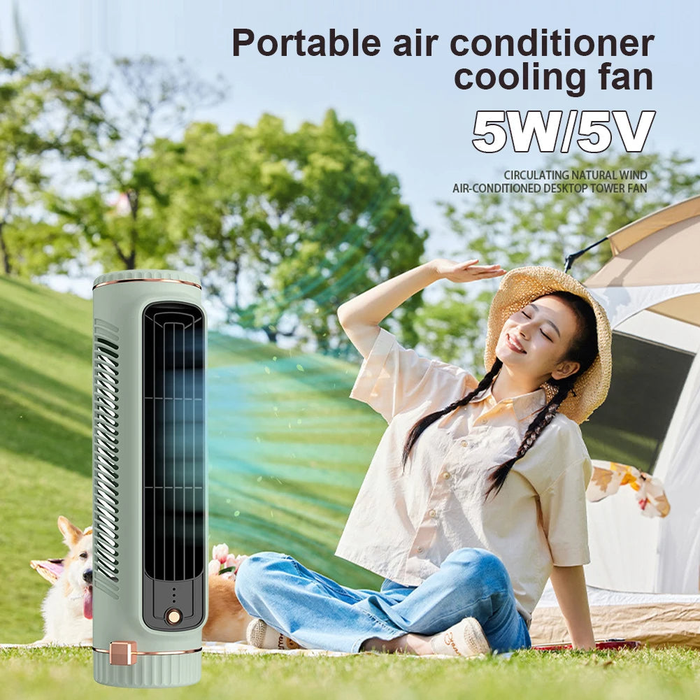 Bladeless Tower Fan Portable Air Conditioner - 360 Degree Airflow Indoor Cooling Fan for Home Office