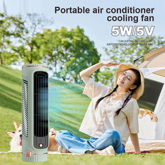 Bladeless Tower Fan – 360° Portable Cooling Fan with Wide-Angle Airflow for Home & Office