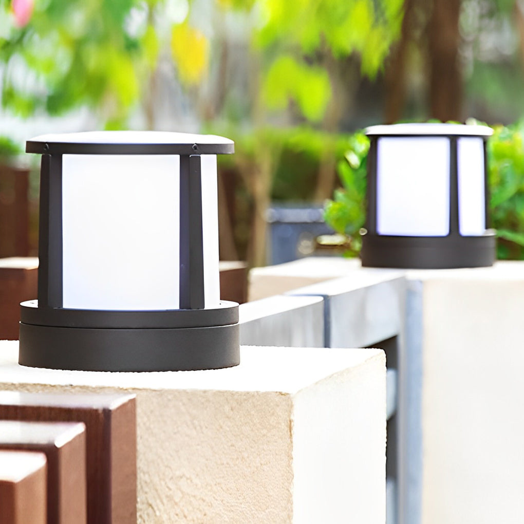 Cylinder Solar Garden Lights LED Waterproof Black Outdoor Light