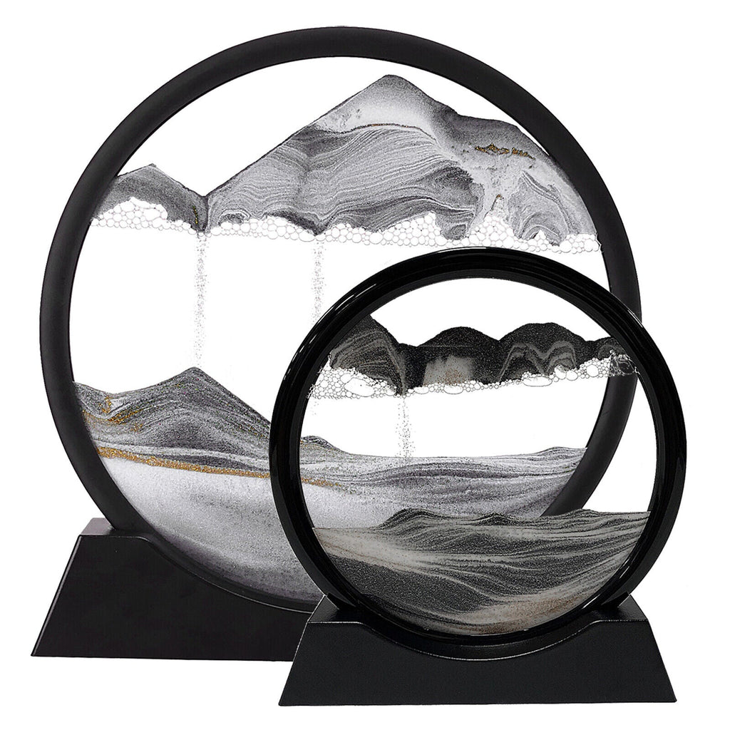 3D Sand Art Moving Sandscape Frame - Liquid Motion Desk Toy Sand Picture for Home Office Decor