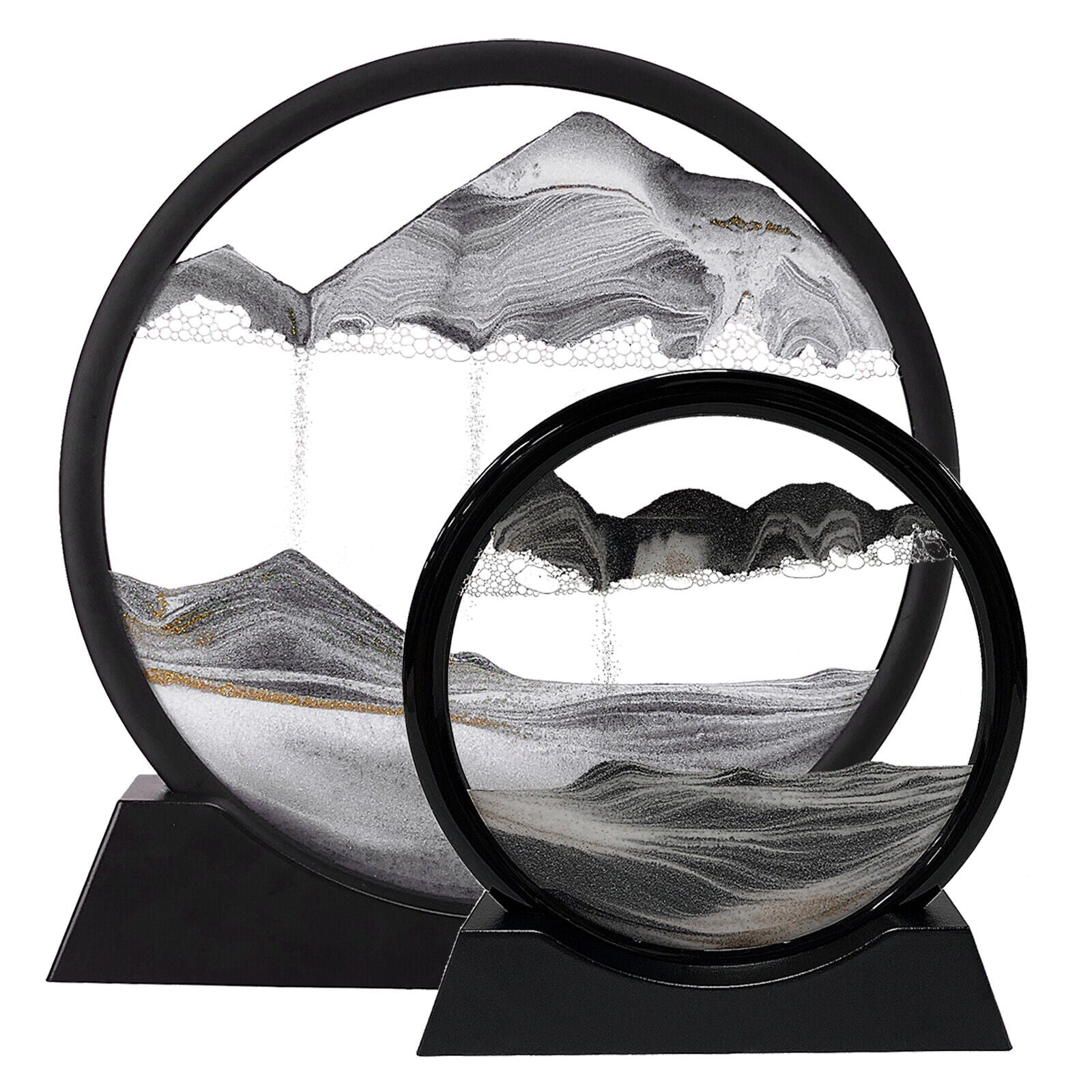 3D Sand Art Moving Sandscape Frame - Liquid Motion Desk Toy Sand Picture for Home Office Decor