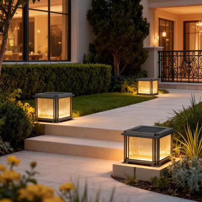 LED Gate Pillar Lights Outdoor Waterproof Black Square Light