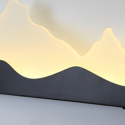 Rectangular Mountain Scenery LED Waterproof Black Outdoor Wall Lamp