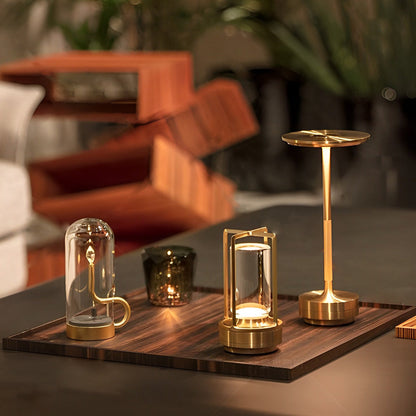 UFO Alien Table Lamp – Sleek Metal-Plated Cordless LED Accent Light for Bedroom & Living Room