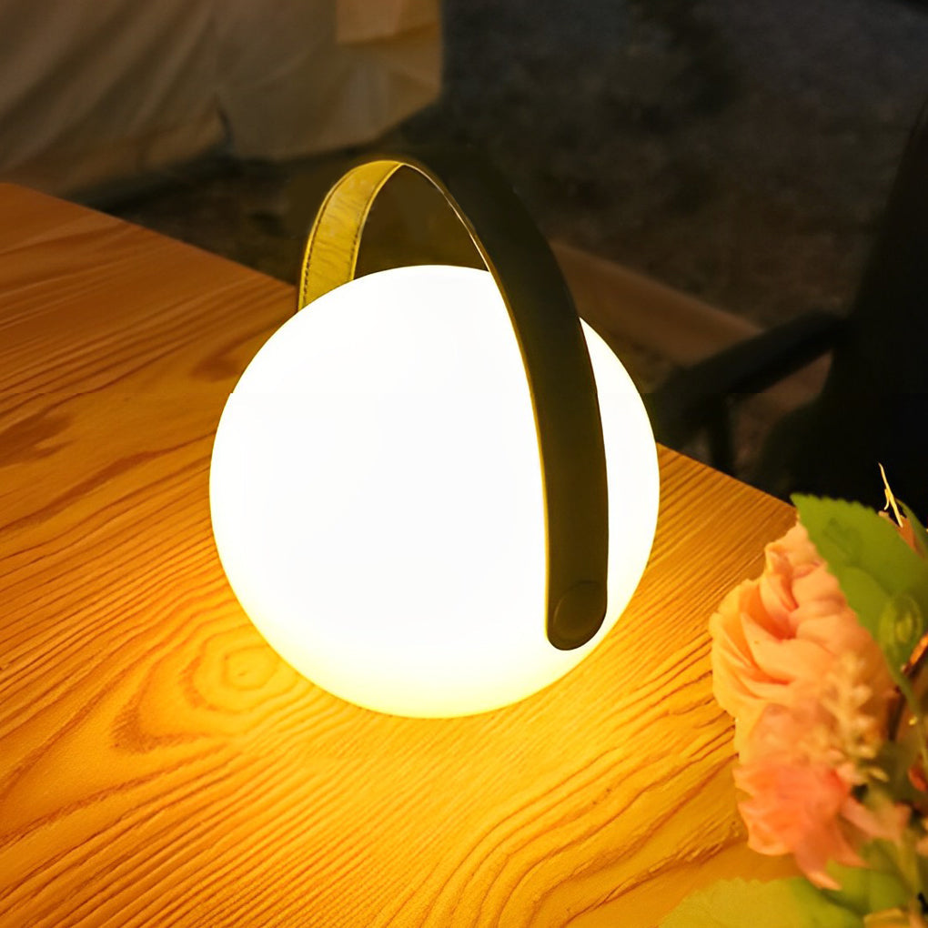 6-Inch Portable RGB Sphere Table Lamp – Frosted Glass Ball Ambient Light with Vintage Handle