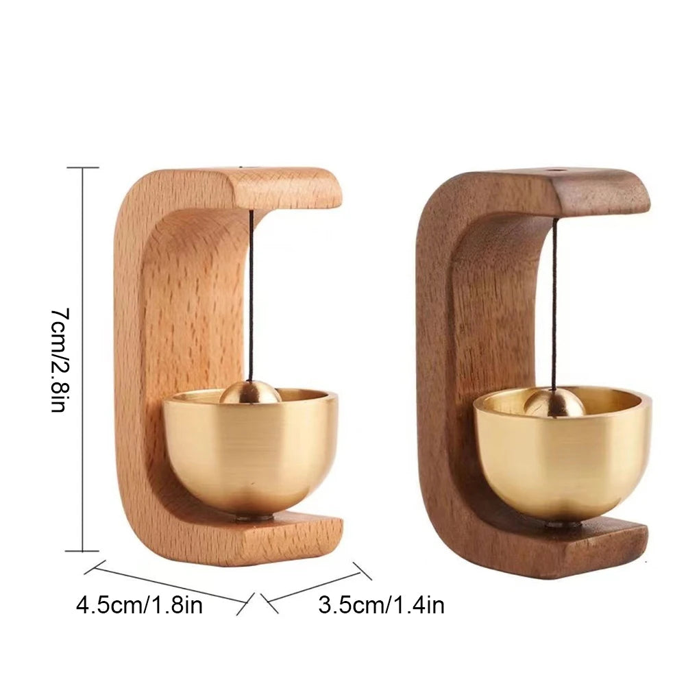 Wireless Door Chime with Brass Bell & Wooden Frame – Battery Operated Doorbell for Home, Shop & Office