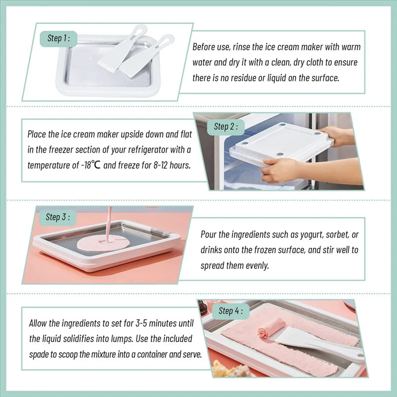 Ice Cream Roll Maker Cold Tray – Non-Electric Stainless Steel Fried Ice Cream Machine for Home