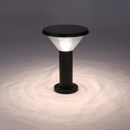 Contemporary Tapered Solar LED Pathway Light Black Cylindrical Outdoor Lighting