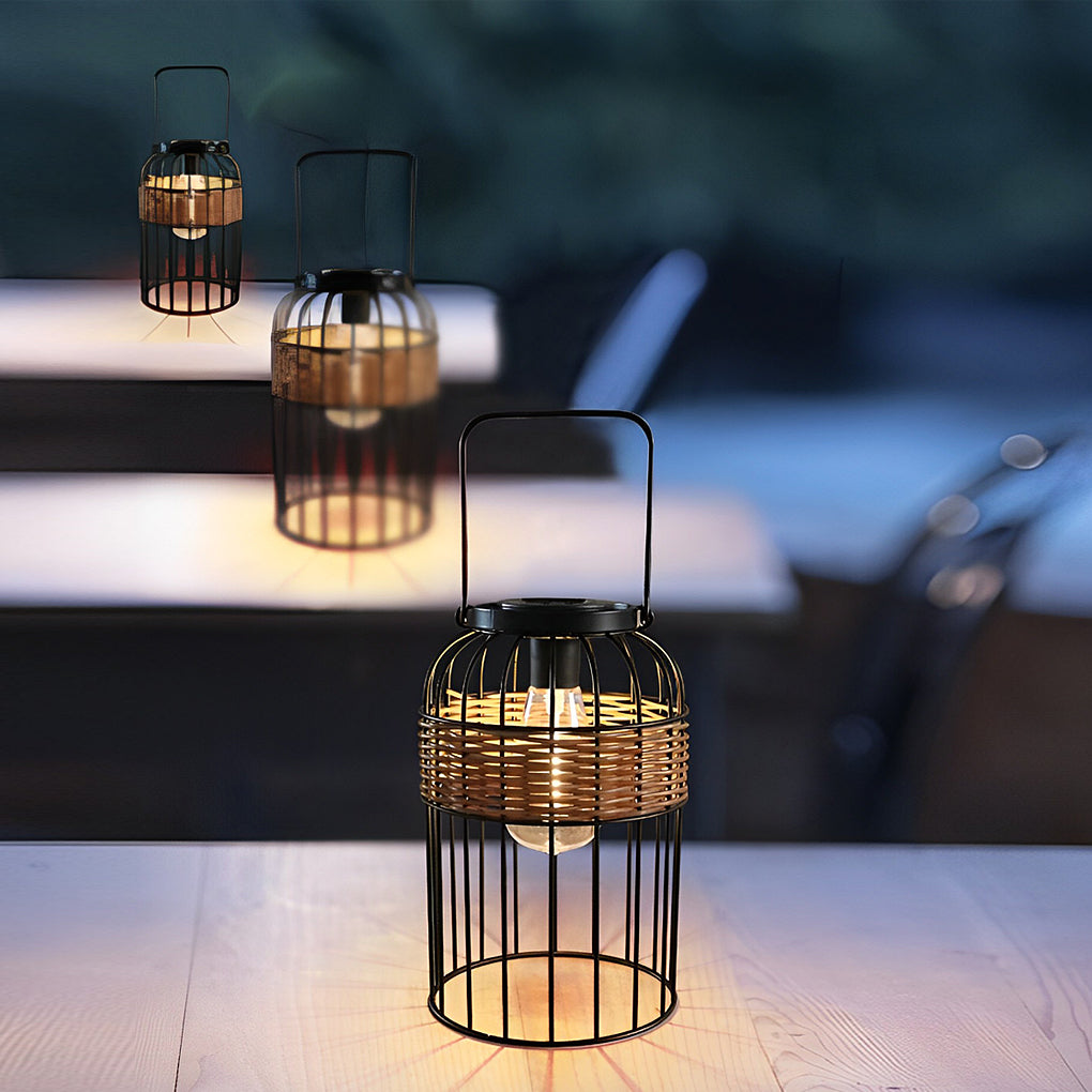 Portable Solar Rattan Lantern – Waterproof Handwoven Outdoor Garden Night Light for Patio & Courtyard