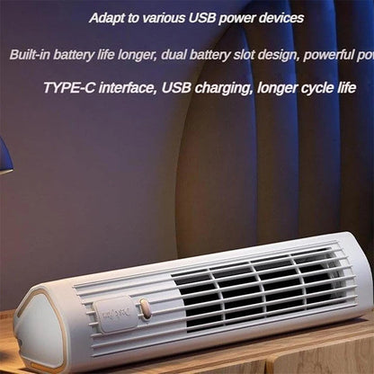 USB Rechargeable Portable Tower Fan – 3-Speed Bladeless Standing Fan for Home & Office