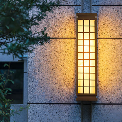 Black Outdoor Sconce Light Classic Rectangle T5 Waterproof Light