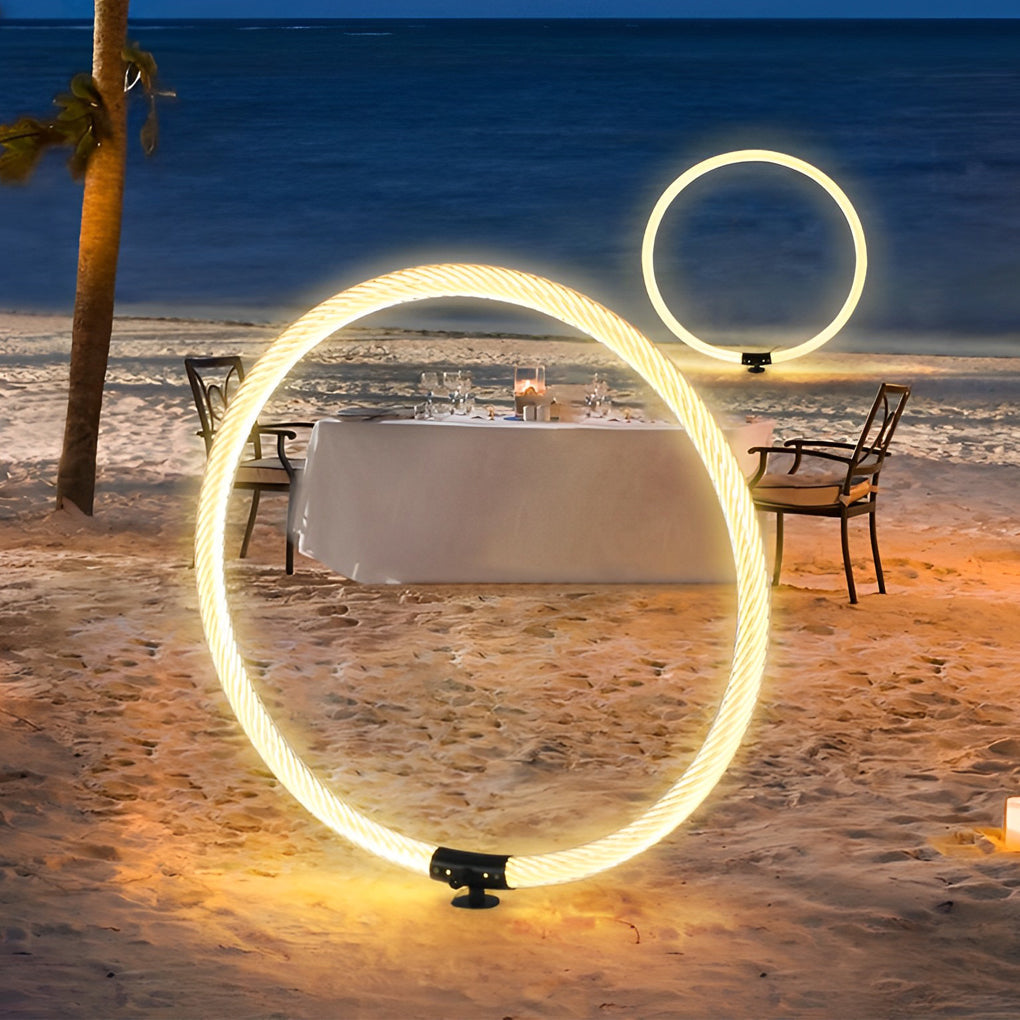 Sleek Ring LED Lawn Lamp Modern Waterproof Landscape Lighting